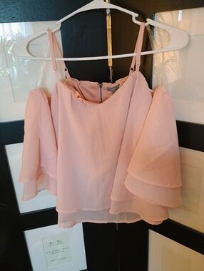 NWT Blush Off The Shoulder Chiffon Ruffle Top